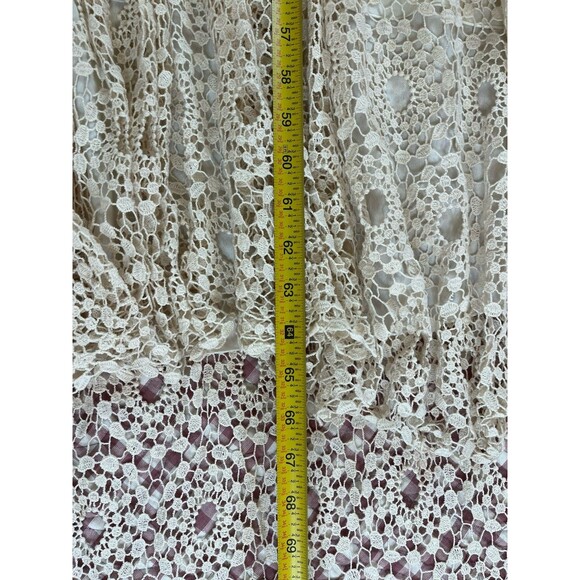 Kite & Butterfly Ivory Crochet Lace Wedding Gown, Train, Deep V, 3/4 Sleeve SZ M - Picture 15 of 16